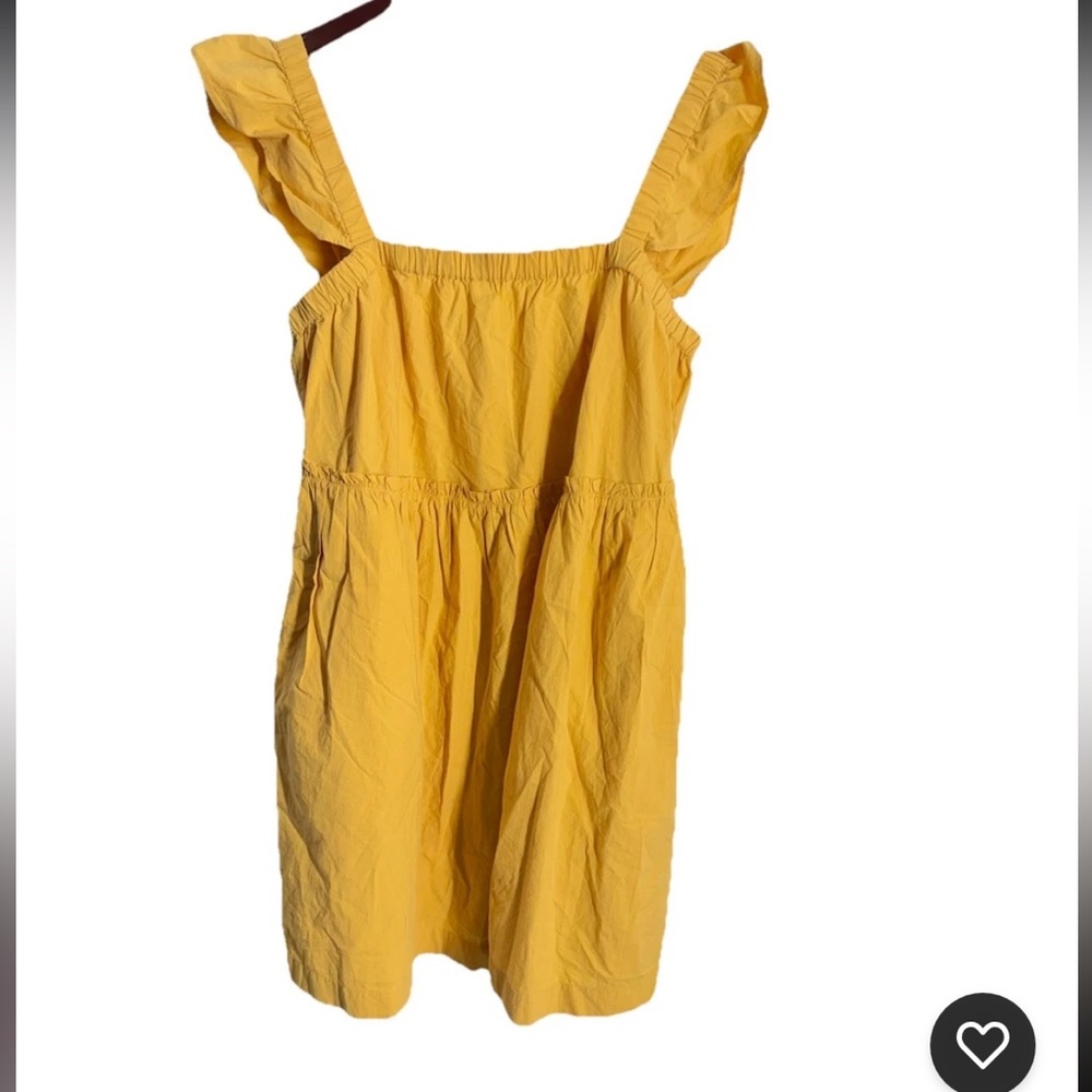 Madewell Yellow Flutter Sleeve Square Neck Mini Dress Pockets NK479 Womens Sz XL - Picture 6 of 13